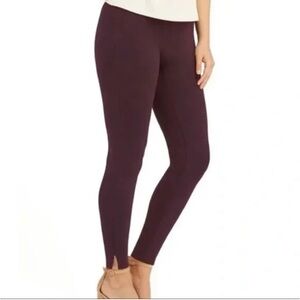 SPANX Ankle Length Ponte Leggings with Ankle Slits. Size XL. Color Burgundy